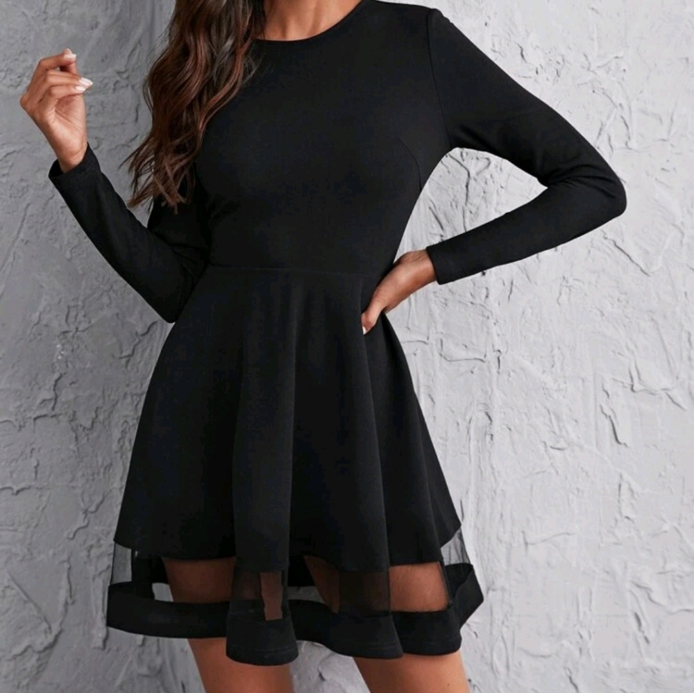 Elegant Black Long Sleeve Dress